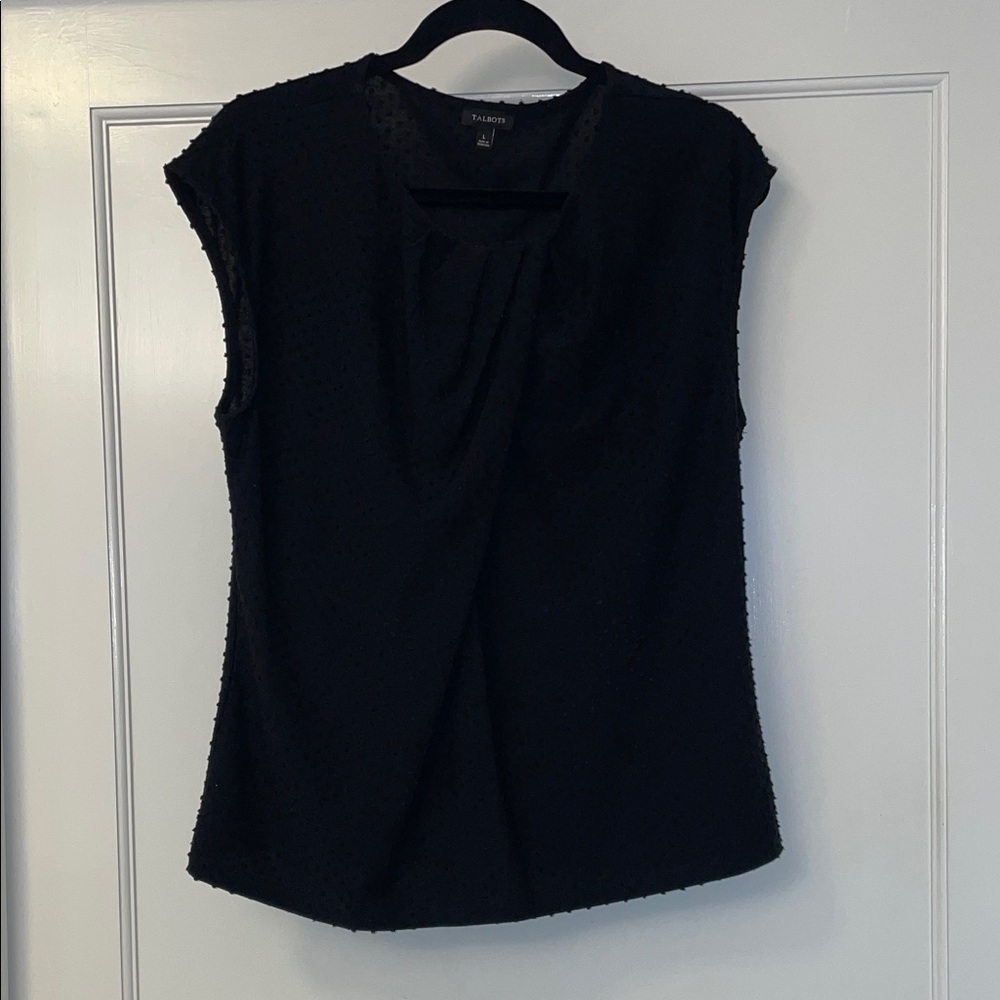 Talbots Black Swiss Dot Blouse
